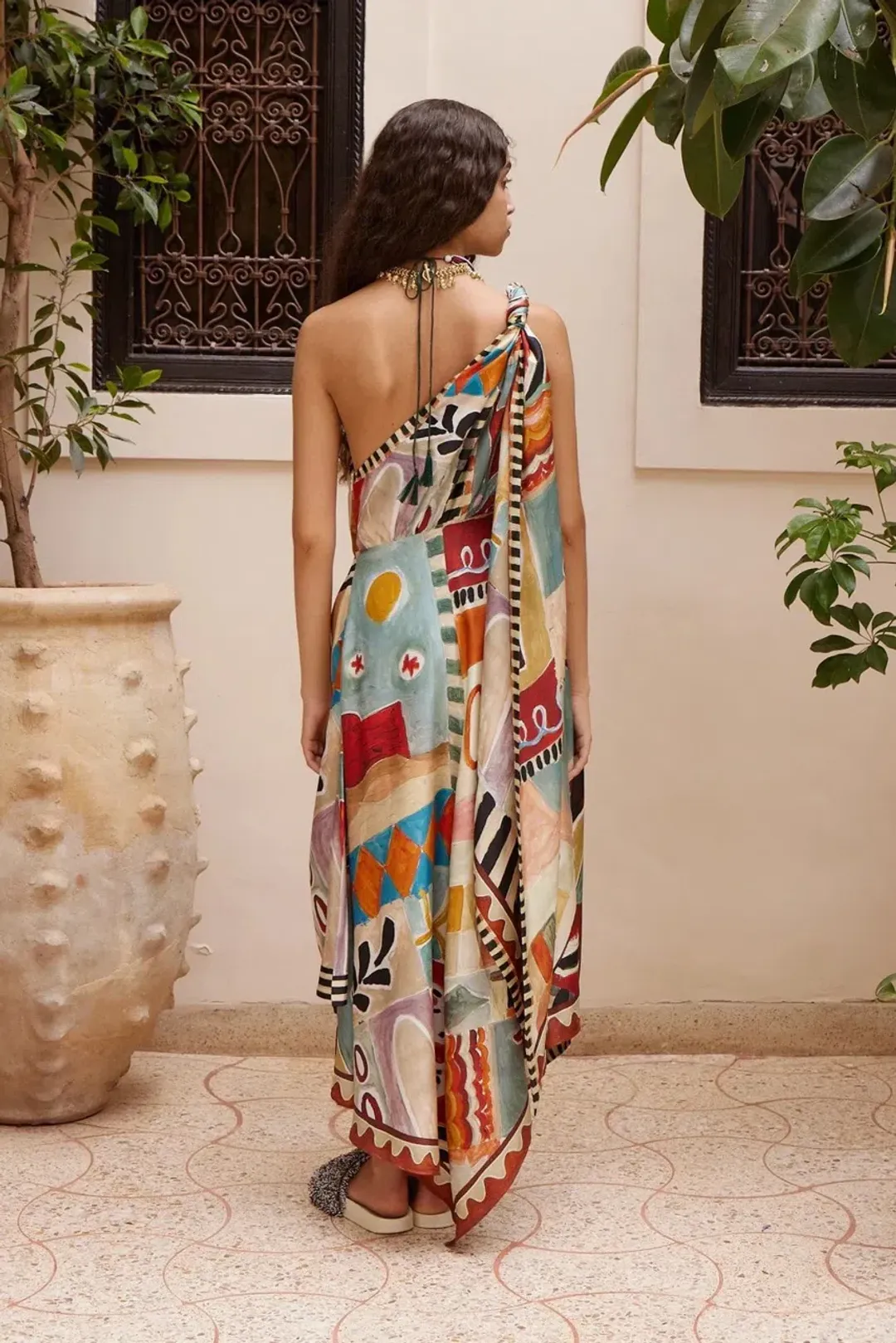 Alemais MICHELLE SCARF SILK MIDI DRESS Size 12 for rent on The Volte - main image
