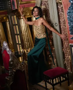 Hand-embroidered custom Sultana corset  for rent on The Volte - image 1