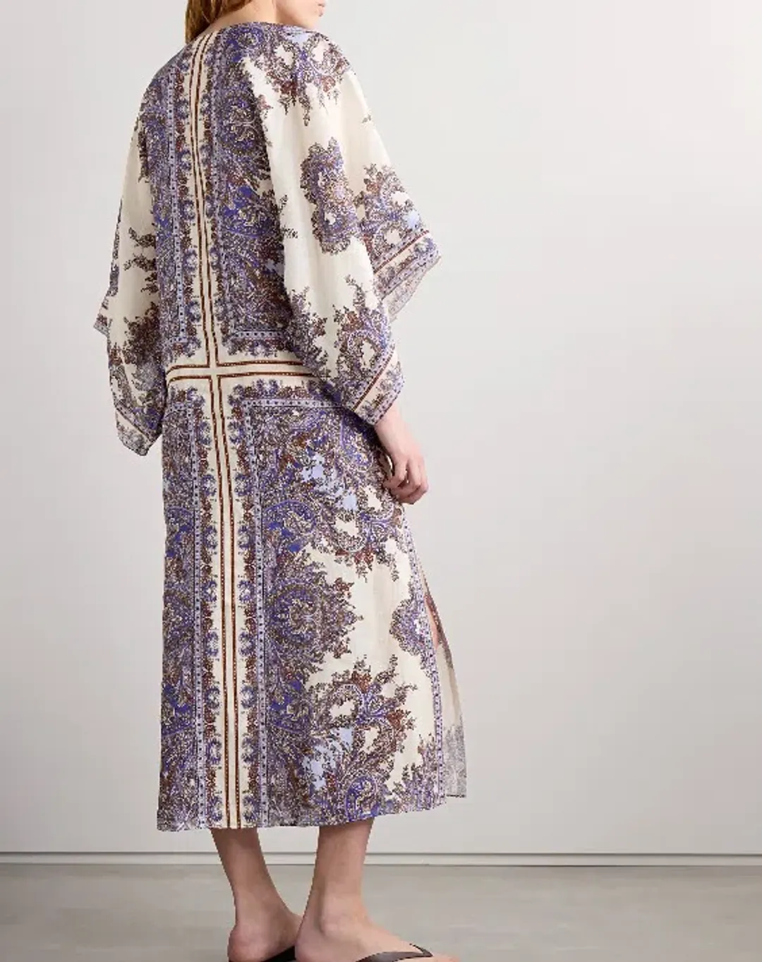 Zimmermann Ottie Paisley Linen Kaftan Purple Size 0 / Au 8 for rent on The Volte - main image