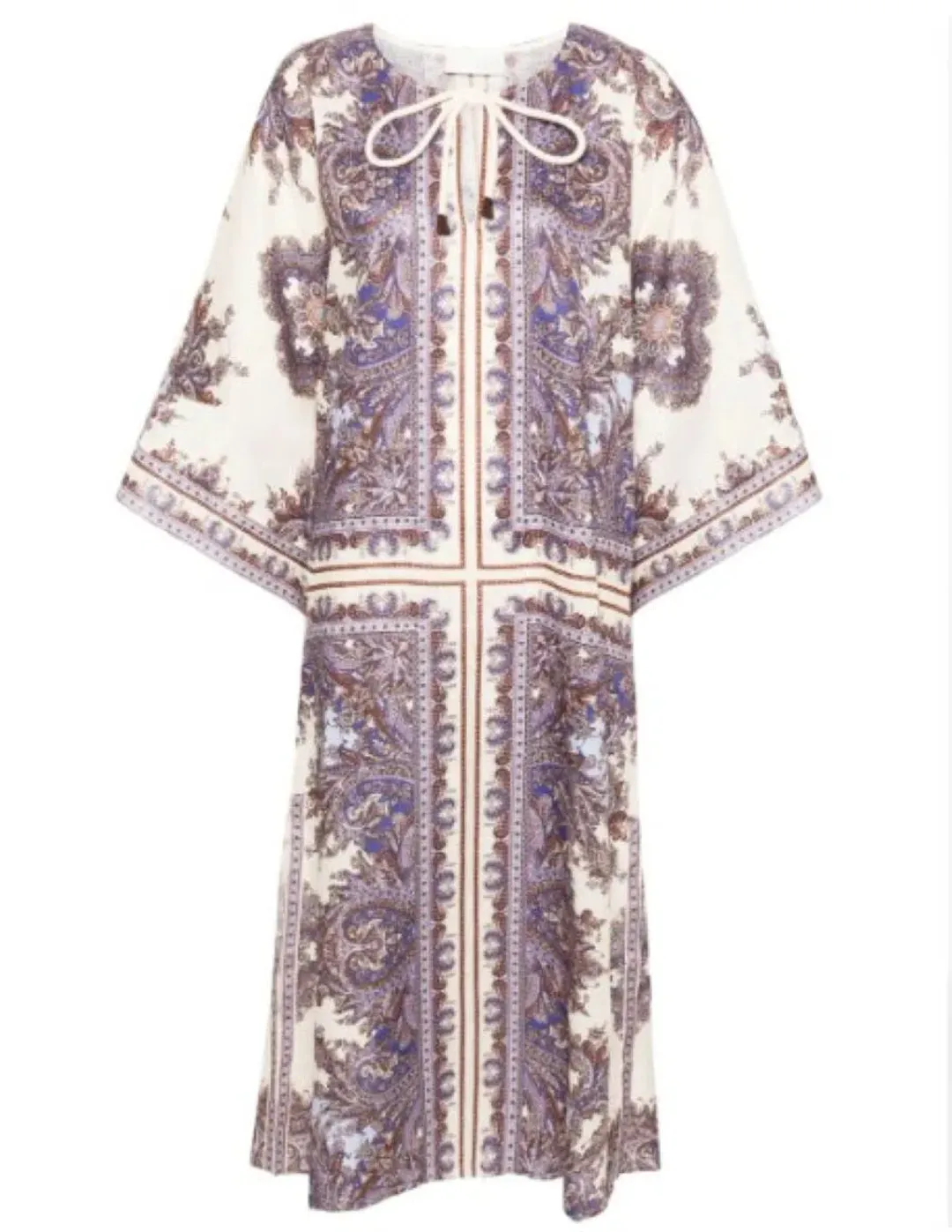 Zimmermann Ottie Paisley Linen Kaftan Purple Size 0 / Au 8 for rent on The Volte - main image