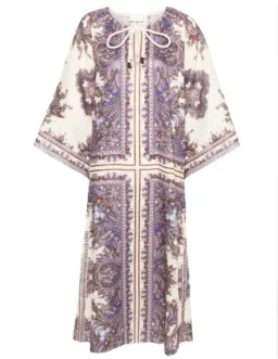 Zimmermann Ottie Paisley Linen Kaftan Purple Size 0 / Au 8 for rent on The Volte - image 4