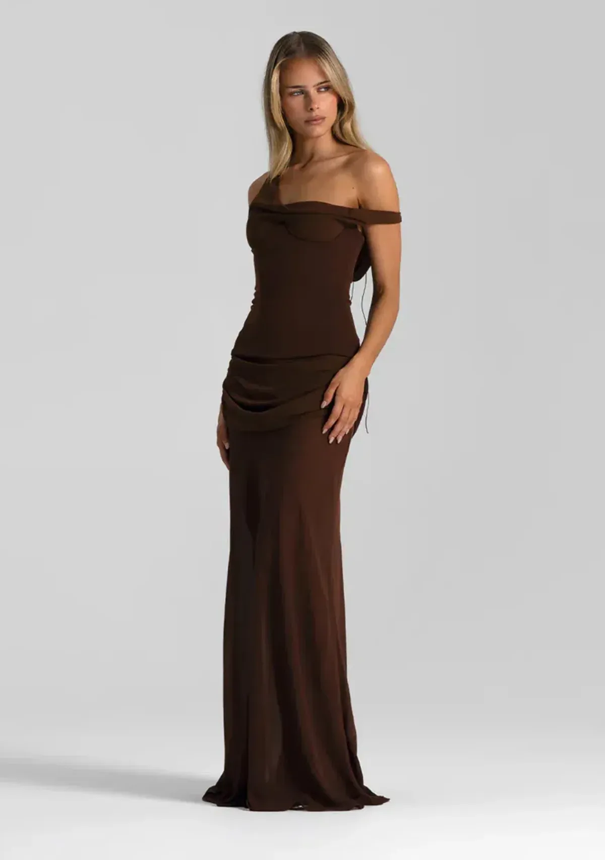 Natalie Rolt Cadence Gown in Espresso Brown Size 6 for rent on The Volte - main image