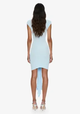 Christopher Esber Bezel Quartz Disconnect Short Sleeve Mini Dress lago blue Size 6 for rent on The Volte - image 2