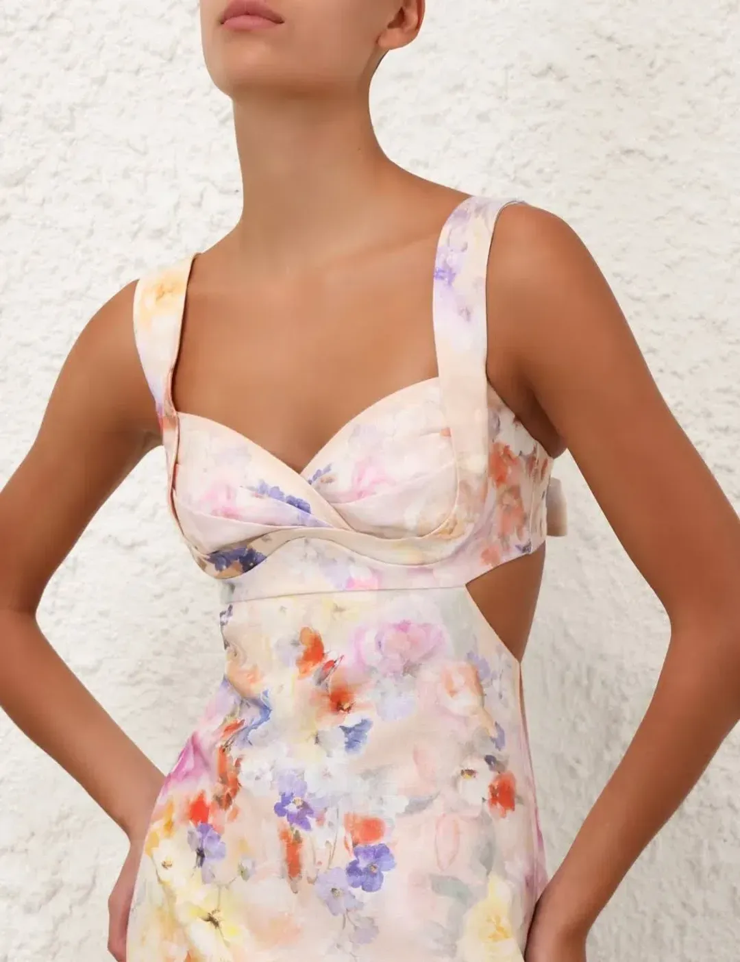 ZIMMERMANN CRUSH MIDI DRESS IN MULTI FLORAL SIZE 2/12 AU for rent on The Volte - main image