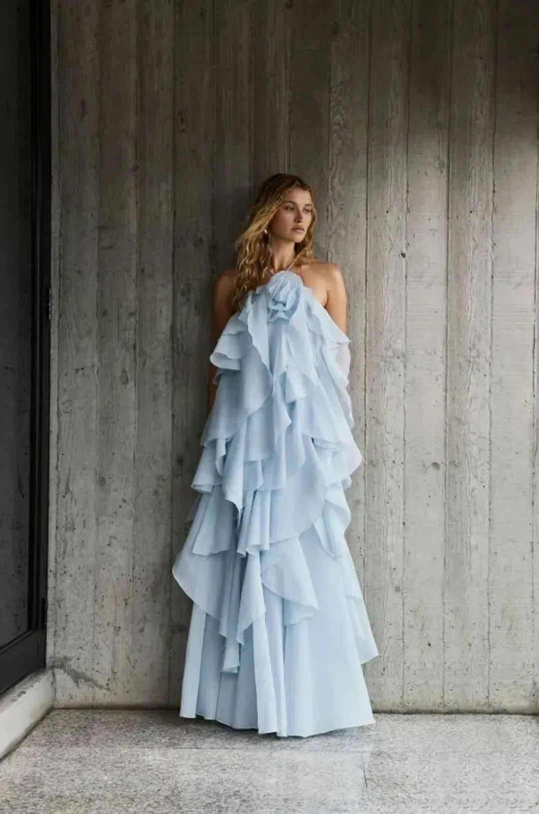 Aje Pandorea Layered Maxi Dress Silver Blue Size 16  for rent on The Volte - main image