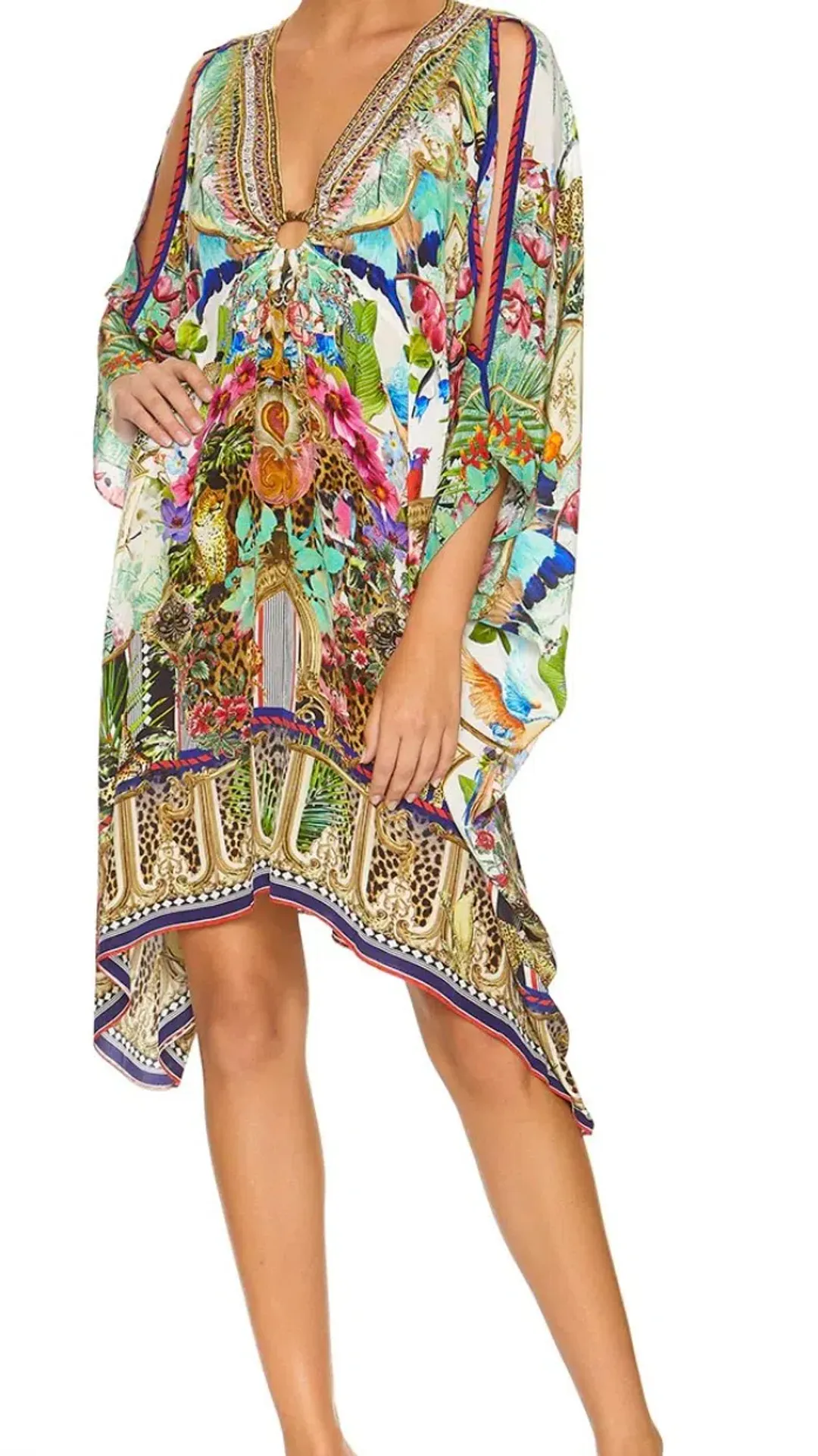 Camilla Champagne Coast Short Kaftan with Hardware One Size  for rent on The Volte - main image