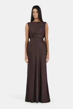 Hansen And Gretel Clara Bias Dress Cognac Size 16 for rent on The Volte - image 1