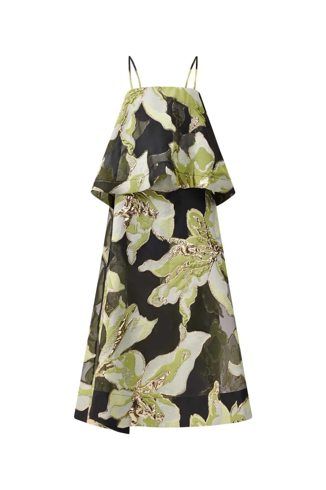 Elliatt Elysia Tiered Gown in Black and Green Floral Size XS / AU 6  for rent on The Volte - main image