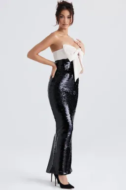HOUSE OF CB Holly Black Sequin Strapless Bow Dress Size M for rent on The Volte - image 3
