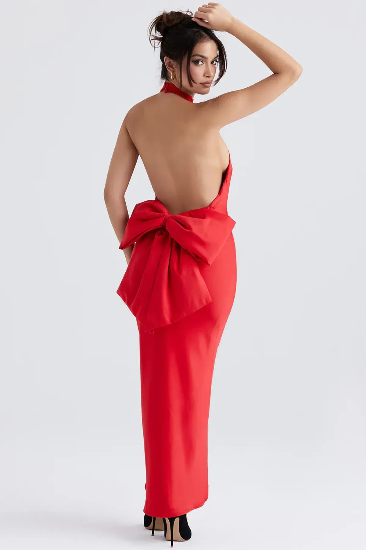 HOUSE OF CB Ilaria Red Bow Halter Dress Size XS for rent on The Volte - main image