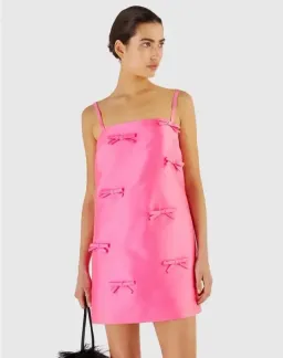 OROTON Satin Bow Mini Dress Candy Pink Size 8 AU for rent on The Volte - image 1