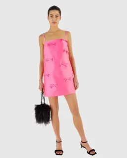 OROTON Satin Bow Mini Dress Candy Pink Size 8 AU for rent on The Volte - image 2