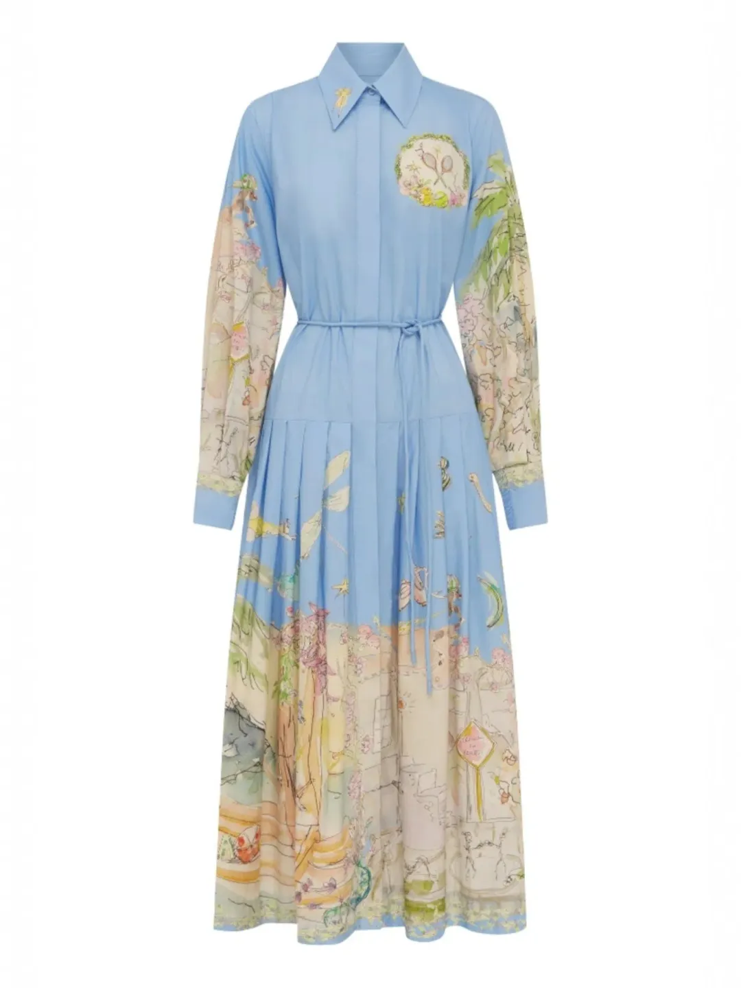 Alemais Anouk Shirtdress Size 14 Printed Cotton Long Sleeve Belted Midi for rent on The Volte - main image