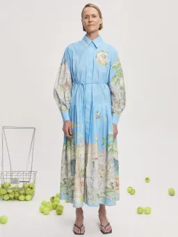 Alemais Anouk Shirtdress Size 14 Printed Cotton Long Sleeve Belted Midi for rent on The Volte - image 4