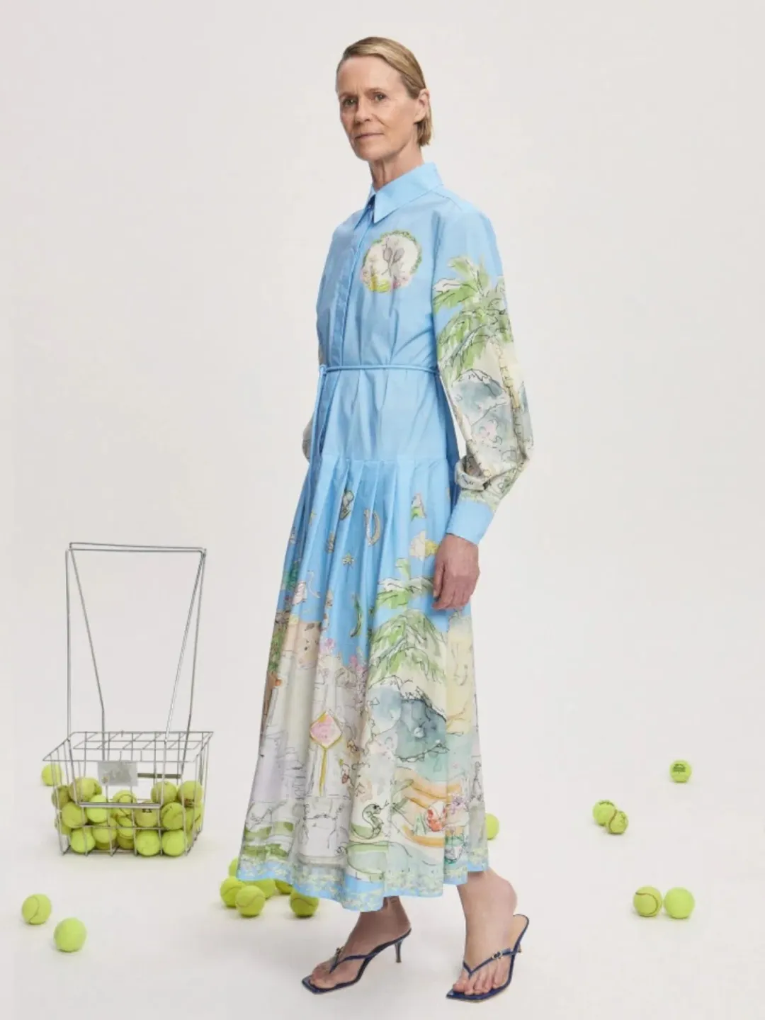 Alemais Anouk Shirtdress Size 14 Printed Cotton Long Sleeve Belted Midi for rent on The Volte - main image