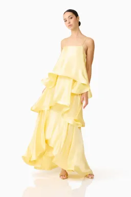 Elliat Tilly Tiered Maxi Dress in Butter Yellow Size L for rent on The Volte - image 3