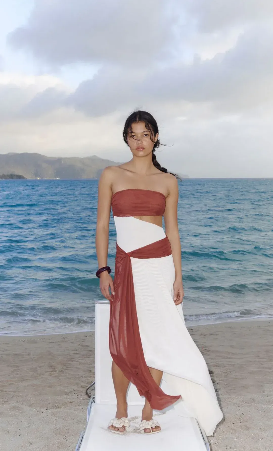 Bec and Bridge Ayla Strapless Maxi Dress In Rust Butter Cream In Size 10 / M AU for rent on The Volte - main image