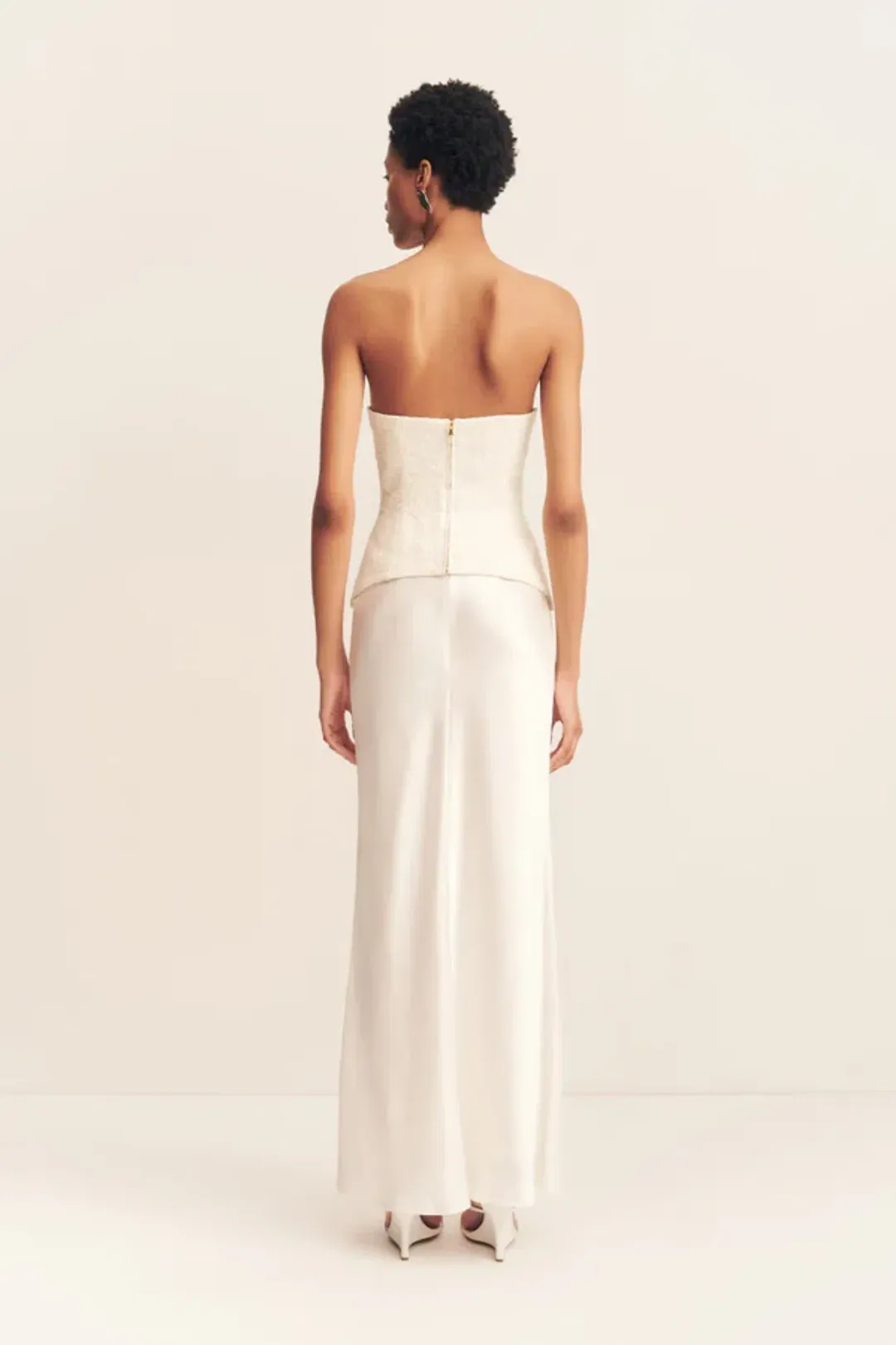 Shona Joy Luminous Lace Bustier & Maxi Skirt - Size 4 Top & Size 6 Skirt for rent on The Volte - main image