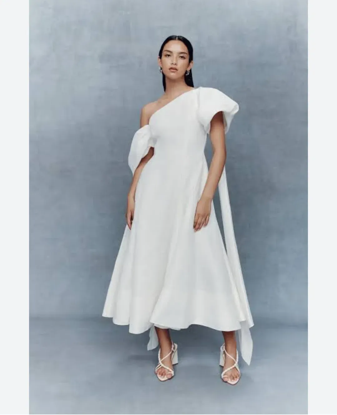 Aje Arista Tulip Puff Sleeve White Midi Size 6 for rent on The Volte - main image