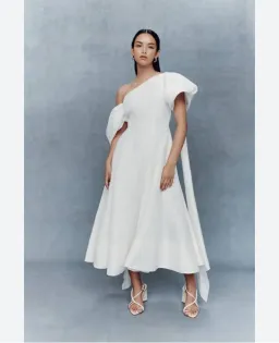 Aje Arista Tulip Puff Sleeve White Midi Size 6 for rent on The Volte - image 3