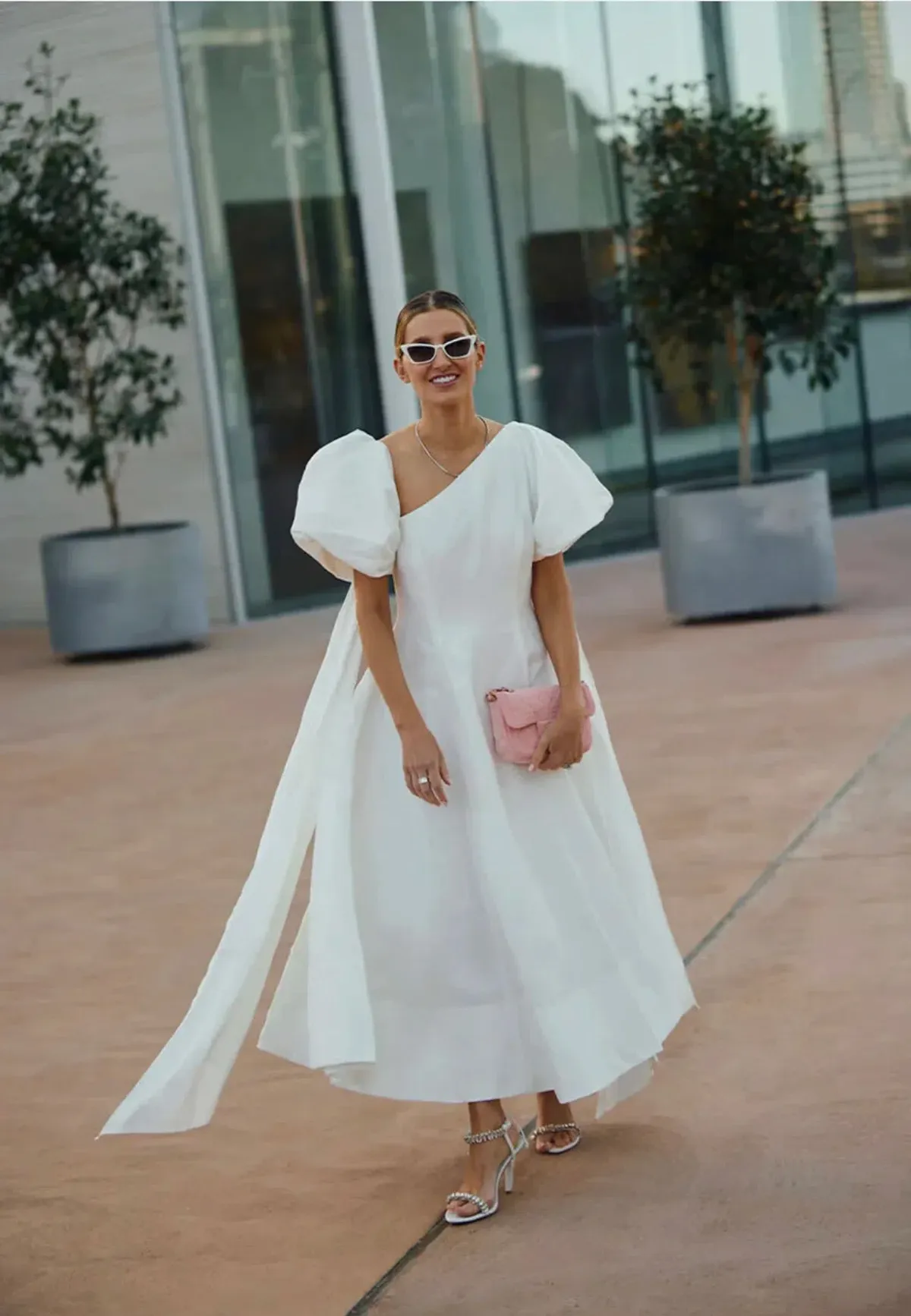 Aje Arista Tulip Puff Sleeve White Midi Size 6 for rent on The Volte - main image