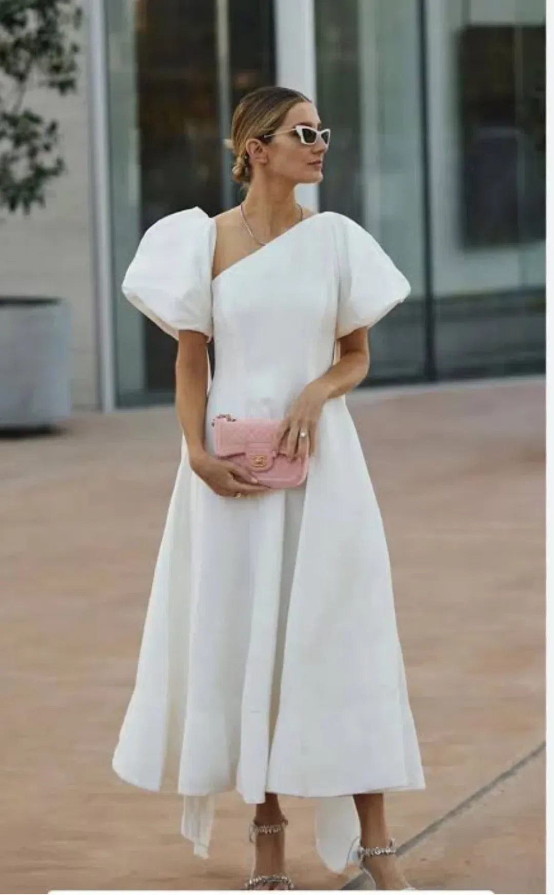 Aje Arista Tulip Puff Sleeve White Midi Size 6 for rent on The Volte - main image