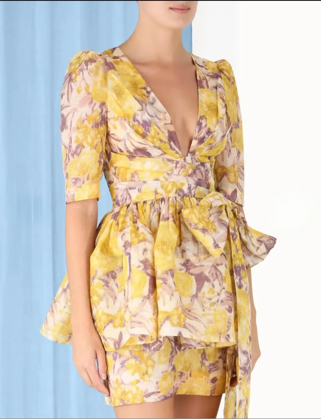 Zimmermann High Tide Peplum Mini Dress Size 0 (AU 6–8) for rent on The Volte - main image