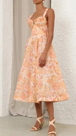 Zimmermann Rebellion Drape Midi Dress in Golden Bloom for rent on The Volte - image 3