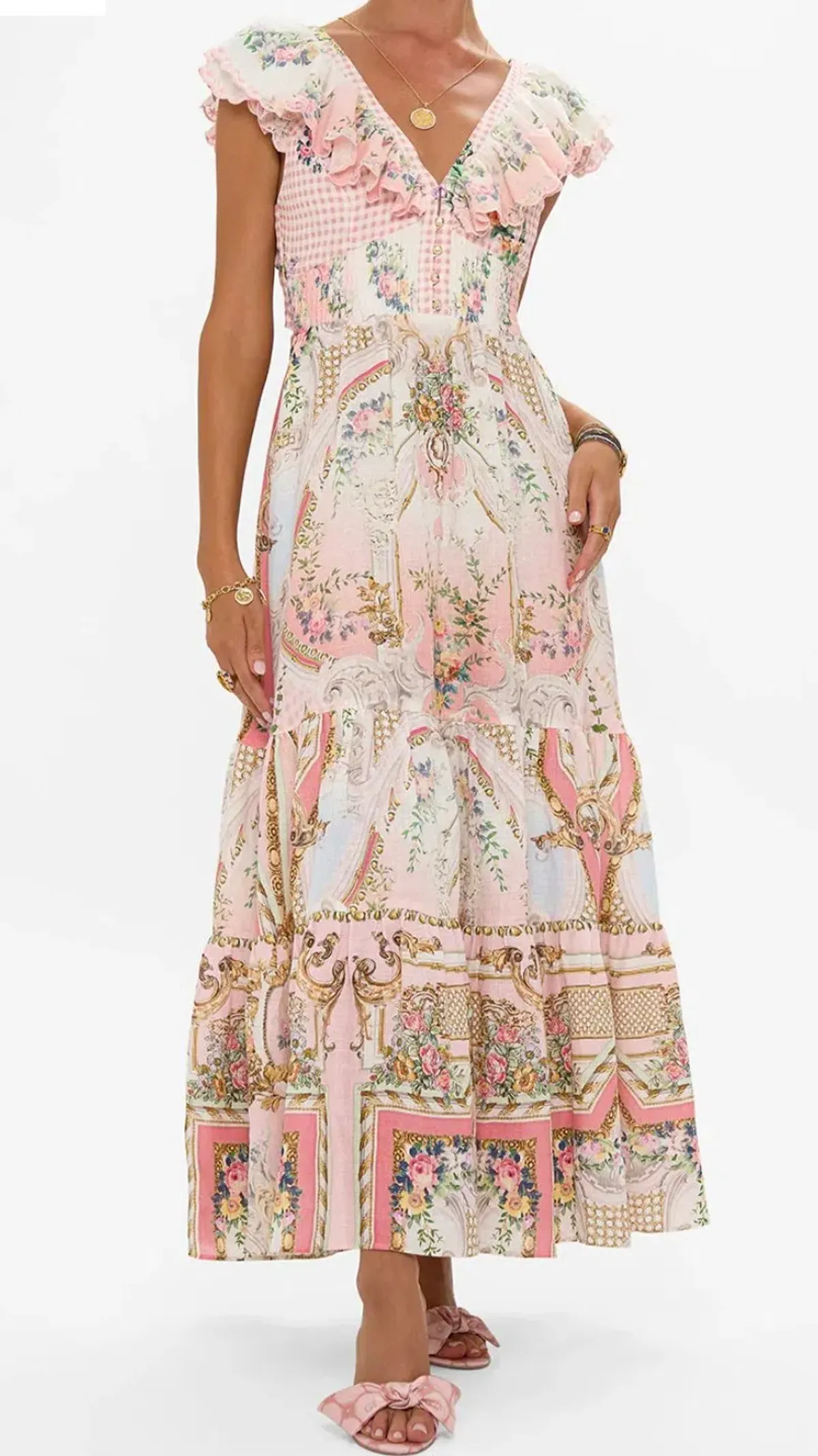 Camilla Lisbon Lullaby Tiered Dress with Neck Frill s.S for rent on The Volte - main image