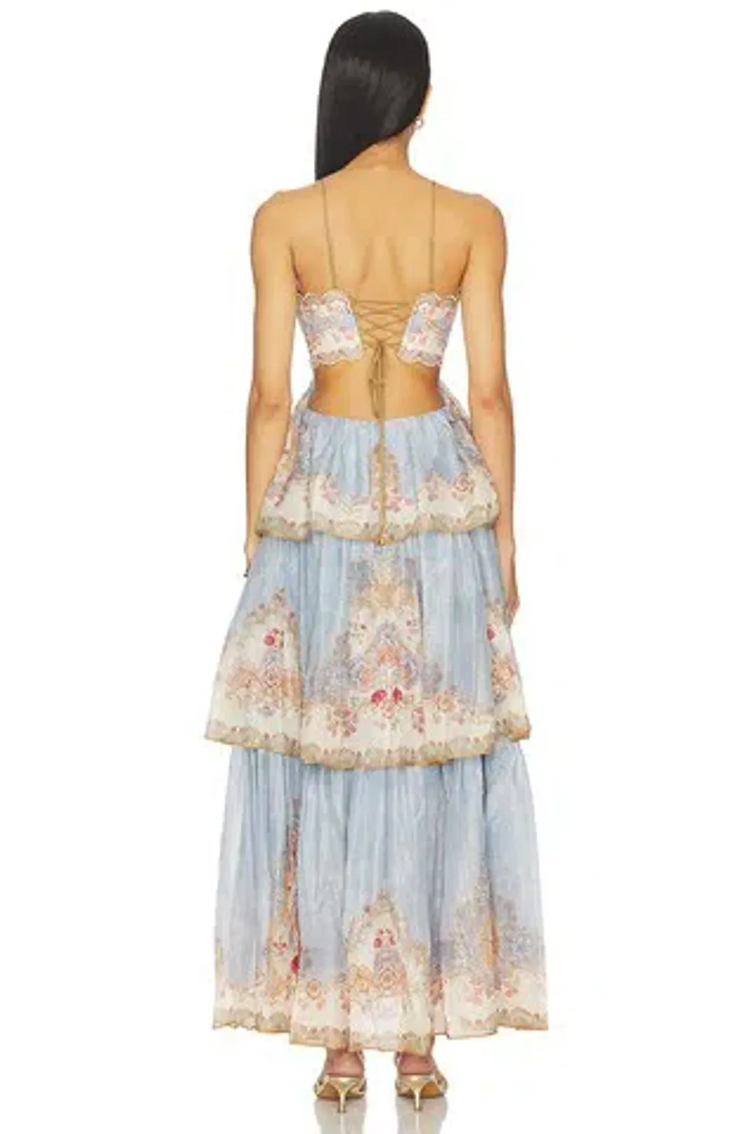 Zimmermann The Daylight Tiered Maxi Dress in Wallpaper Floral Denim size 3 au 14 for rent on The Volte - main image