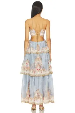 Zimmermann The Daylight Tiered Maxi Dress in Wallpaper Floral Denim size 3 au 14 for rent on The Volte - image 3