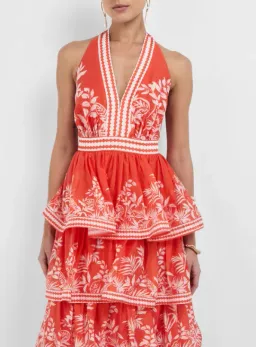 Sheike Ravello Palm Dress Red and White, Size 12 for rent on The Volte - image 3