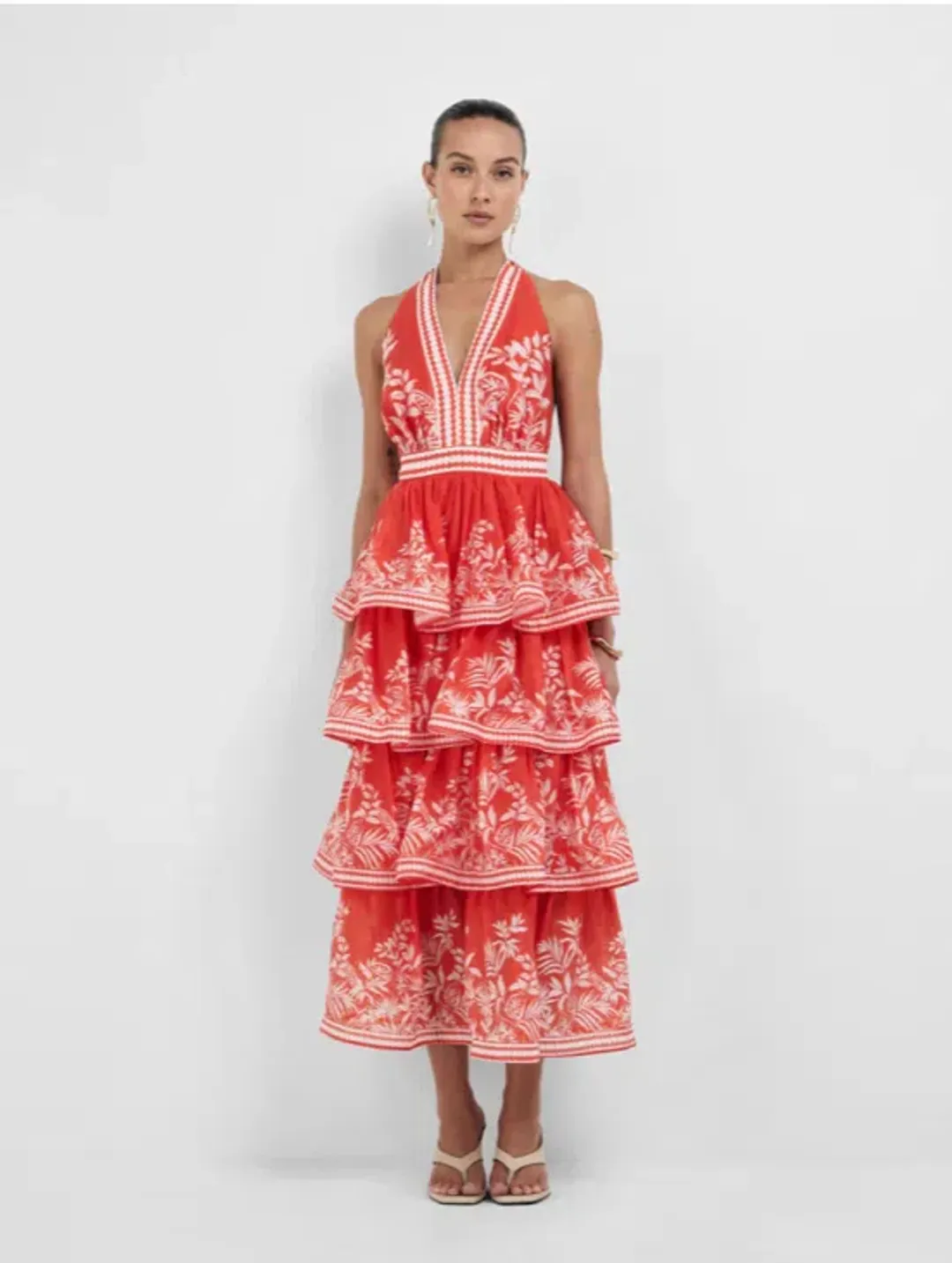 Sheike Ravello Palm Dress Red and White, Size 12 for rent on The Volte - main image