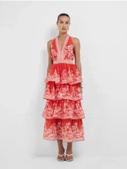 Sheike Ravello Palm Dress Red and White, Size 12 for rent on The Volte - image 1