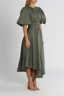 Aje Tidal Tucked Cut Out Midi Dress Green Size 10 for rent on The Volte - image 2