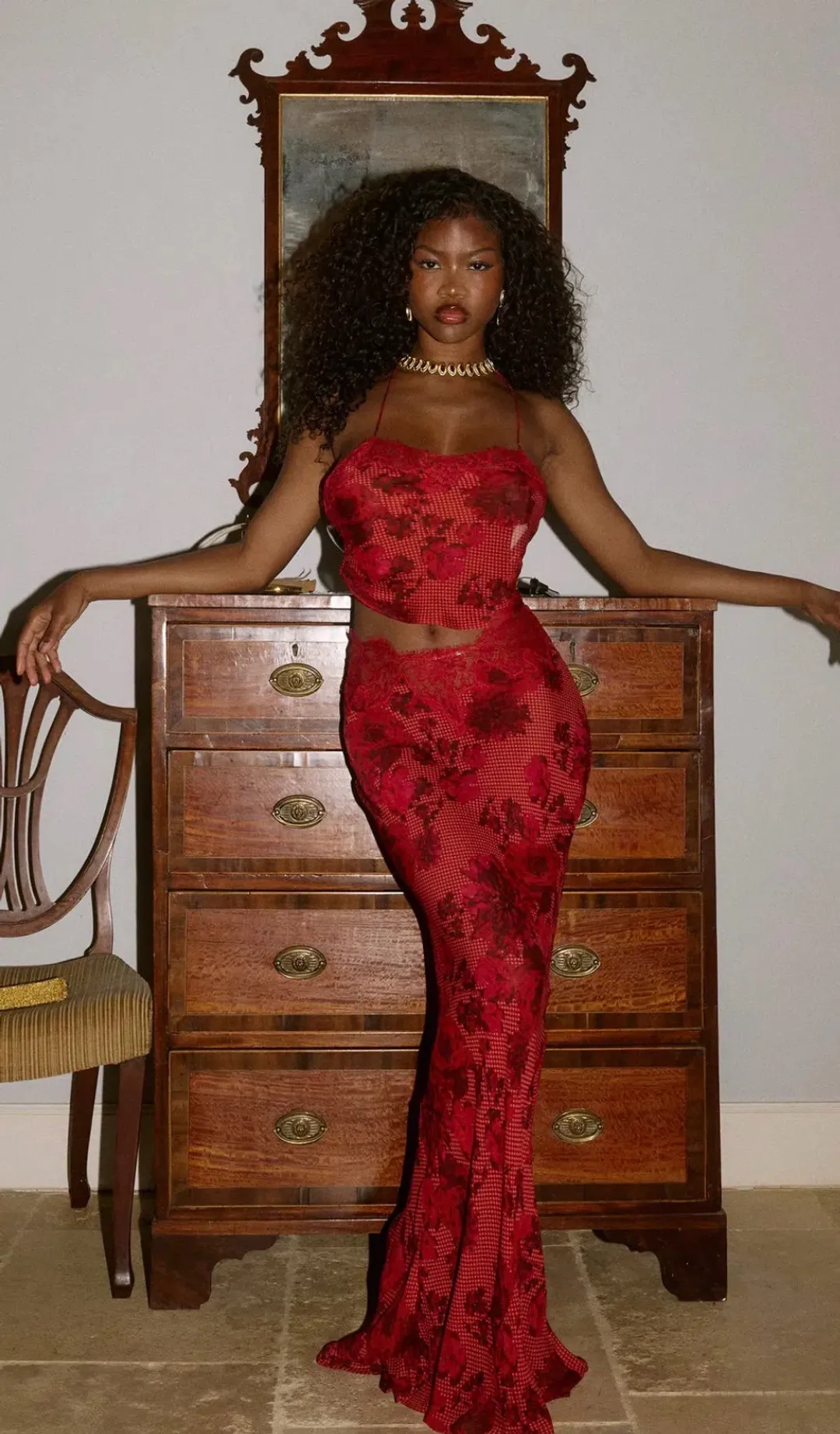 Bydee - FLEURIE MAXI SKIRT & AURIELE TOP IN ROSÉ for rent on The Volte - main image