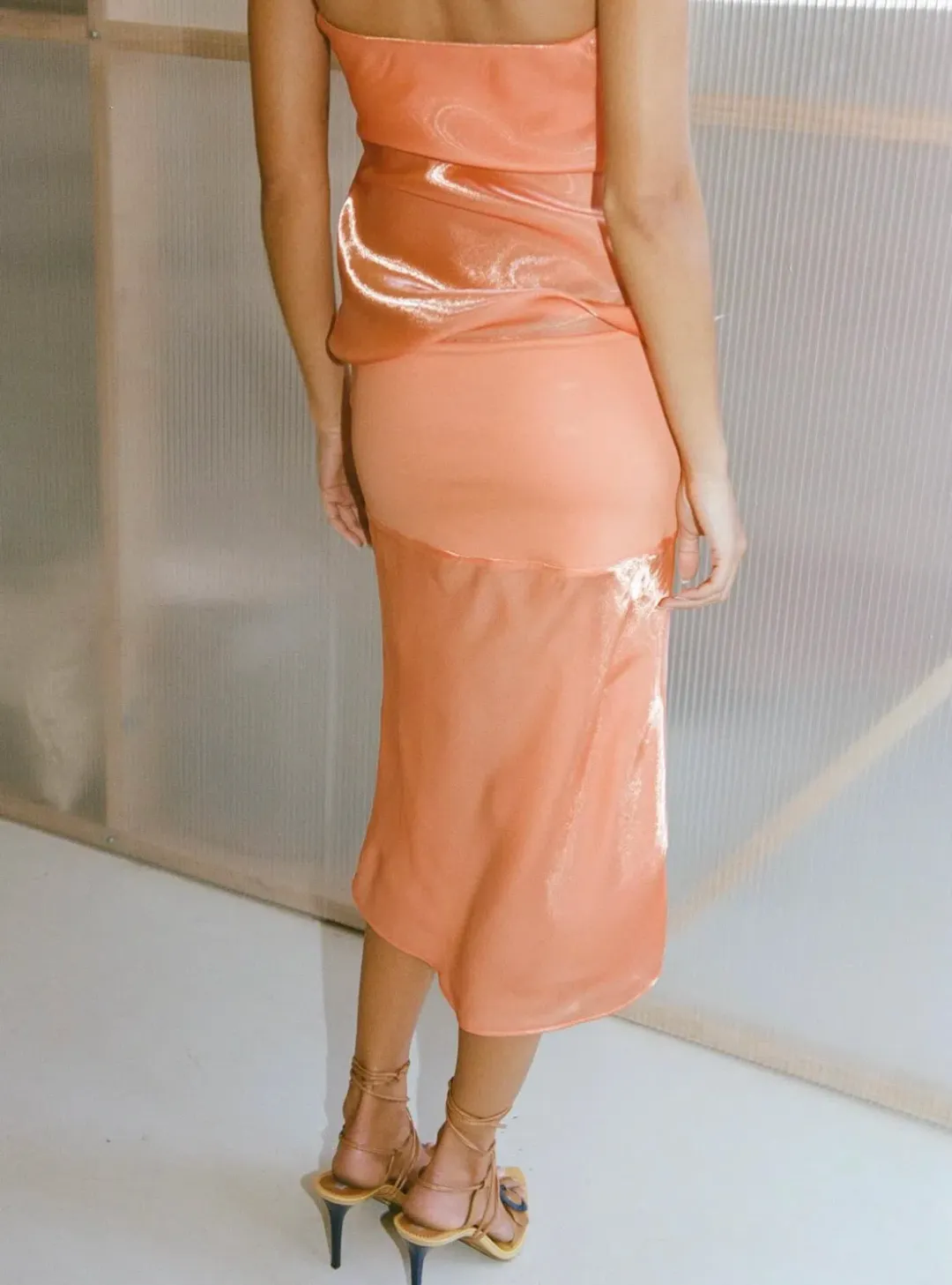 Mode Mischief Studios Melt Panel Dress Orange Size Small for rent on The Volte - main image