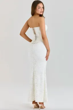 House of CB Solaine Ivory Lace Corset Maxi Dress in Size S (Regular Cup) for rent on The Volte - image 2