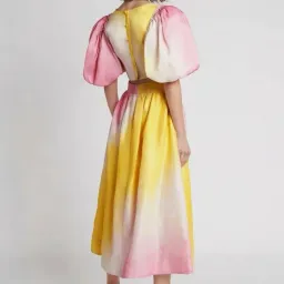 AJE Cloud Burst Cropped Top & Midi Skirt Set Ombre Pink & Yellow SZ 10  for rent on The Volte - image 3