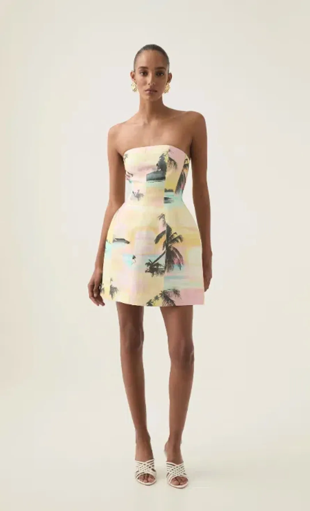 AJE Baret Strapless Mini Dress in Sunset Sky size 6 for rent on The Volte - main image