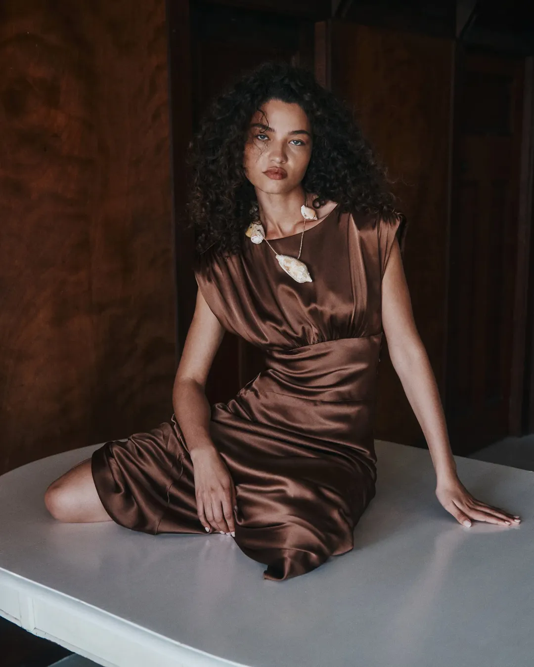 Hansen And Gretel Meredith Silk Dress Biscuit Size 6 for rent on The Volte - main image