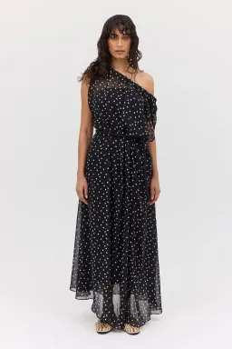 Bianca Spender Polka Dot Silk Emerge Dress Black Size 6 for rent on The Volte - image 1