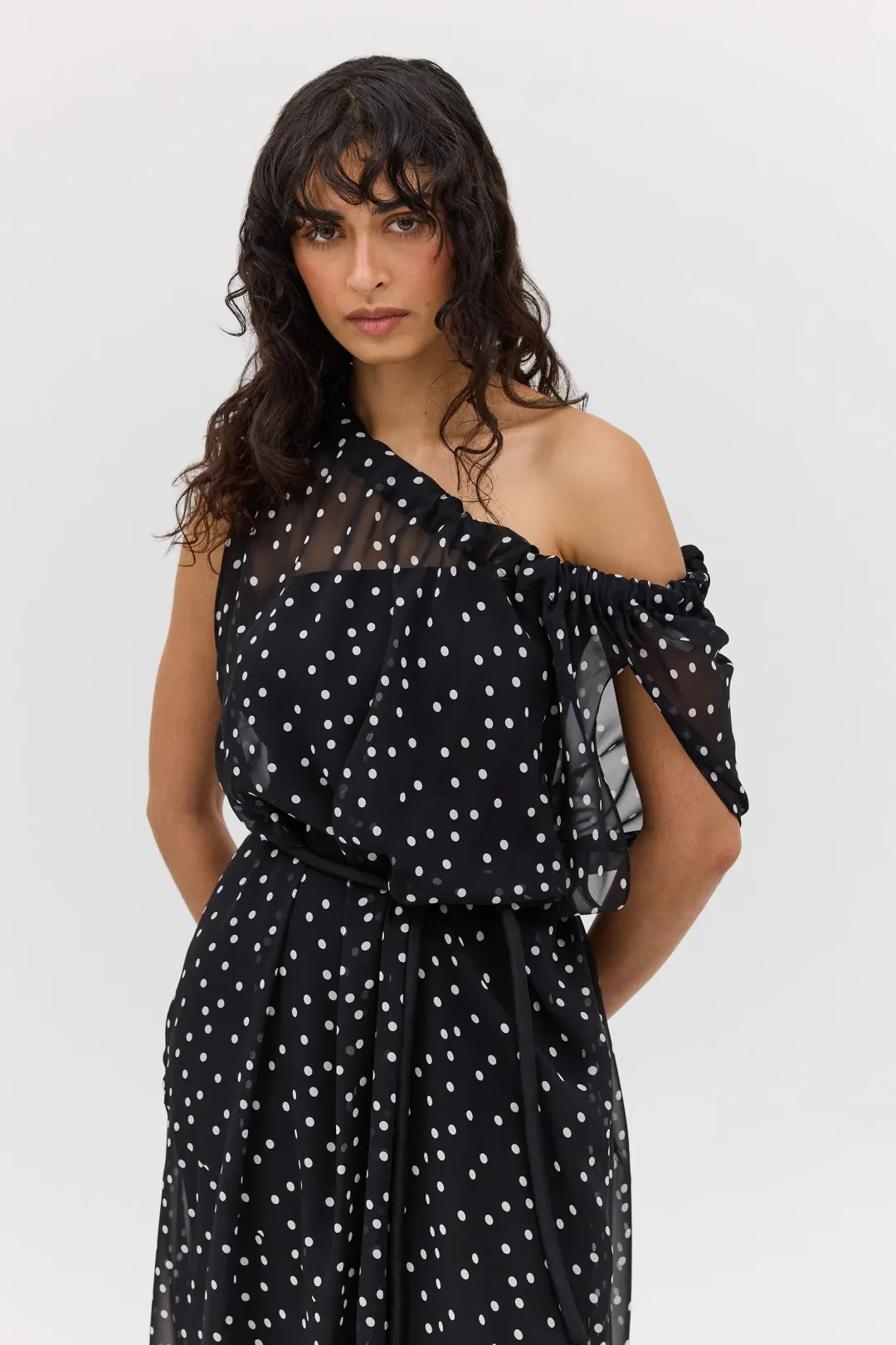 Bianca Spender Polka Dot Silk Emerge Dress Black Size 6 for rent on The Volte - main image