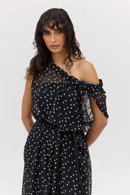 Bianca Spender Polka Dot Silk Emerge Dress Black Size 6 for rent on The Volte - image 3