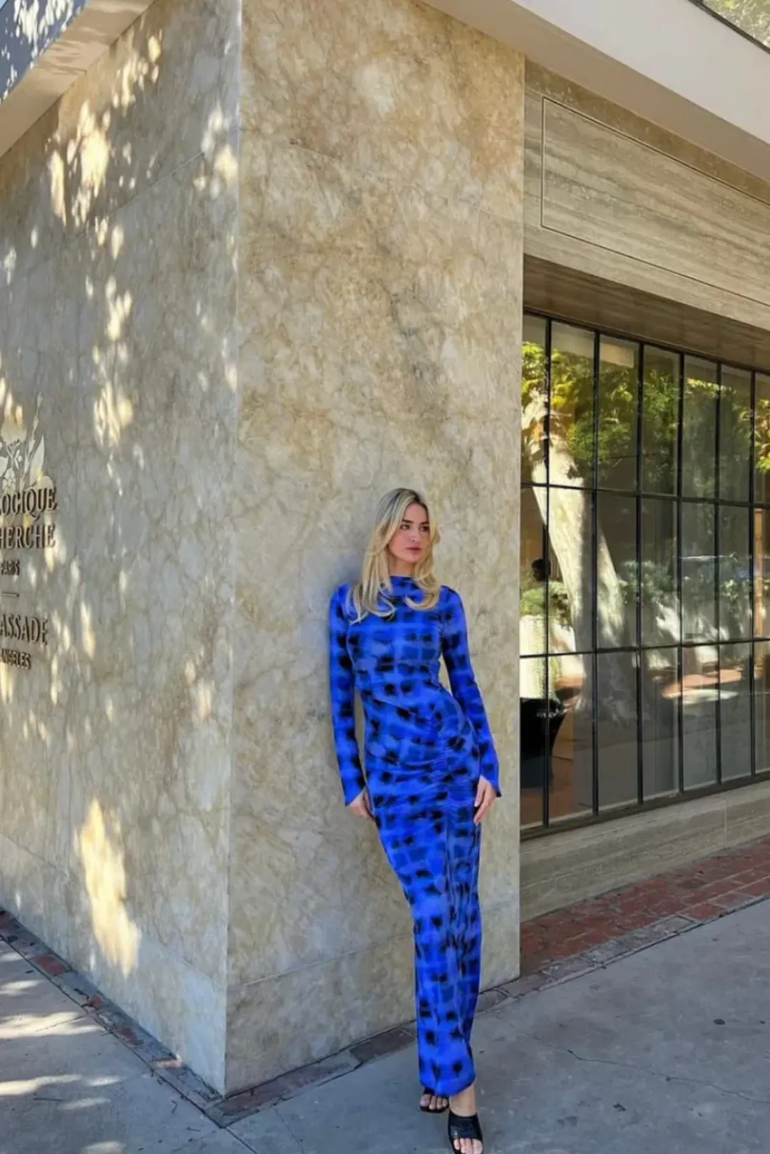 Suboo SHIBORI LONG SLEEVE ROUCHED MAXI DRESS - size S for rent on The Volte - main image