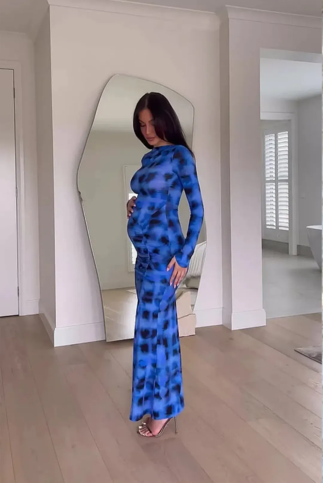 Suboo SHIBORI LONG SLEEVE ROUCHED MAXI DRESS - size S for rent on The Volte - main image
