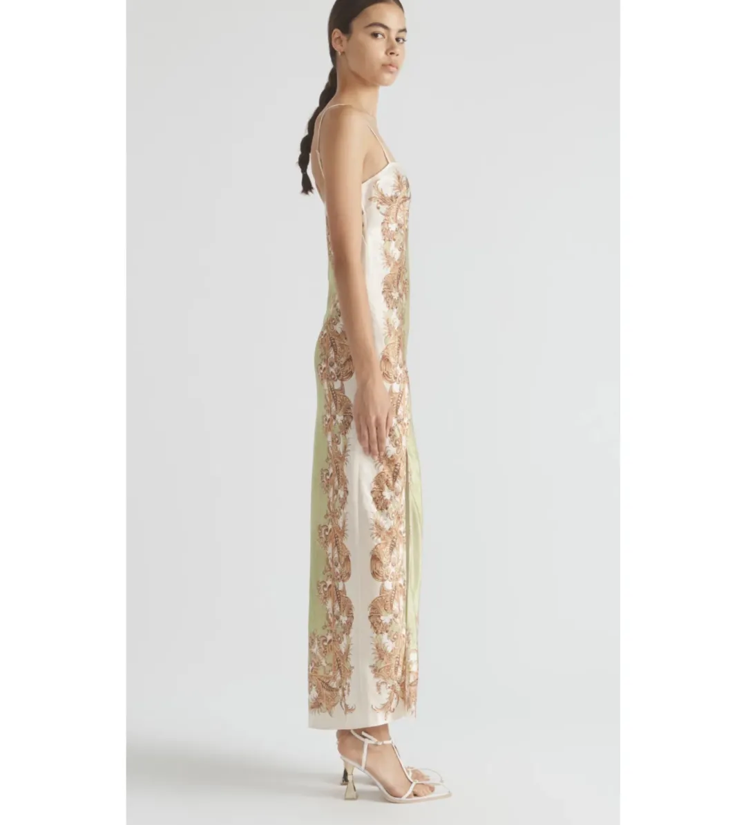 Antipodean Torrent Side Slit Slip Midi Dress Multi Print Size 12 for rent on The Volte - main image