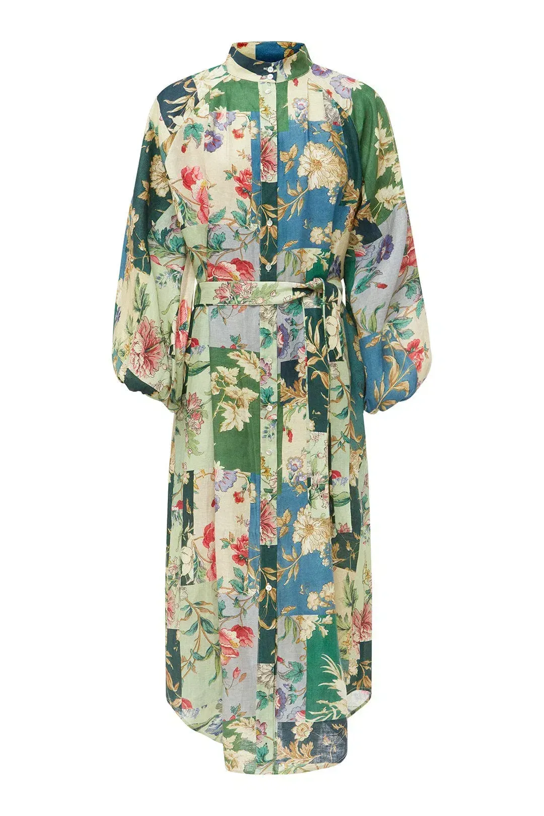 Alemais Loretta Patchwork Midi In Sage Floral for rent on The Volte - main image