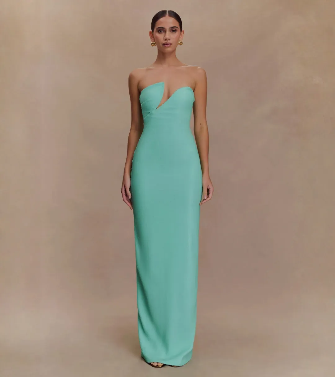 MESHKI - WINSTON Strapless Sequin Maxi Dress - Lagoon - Size S for rent on The Volte - main image