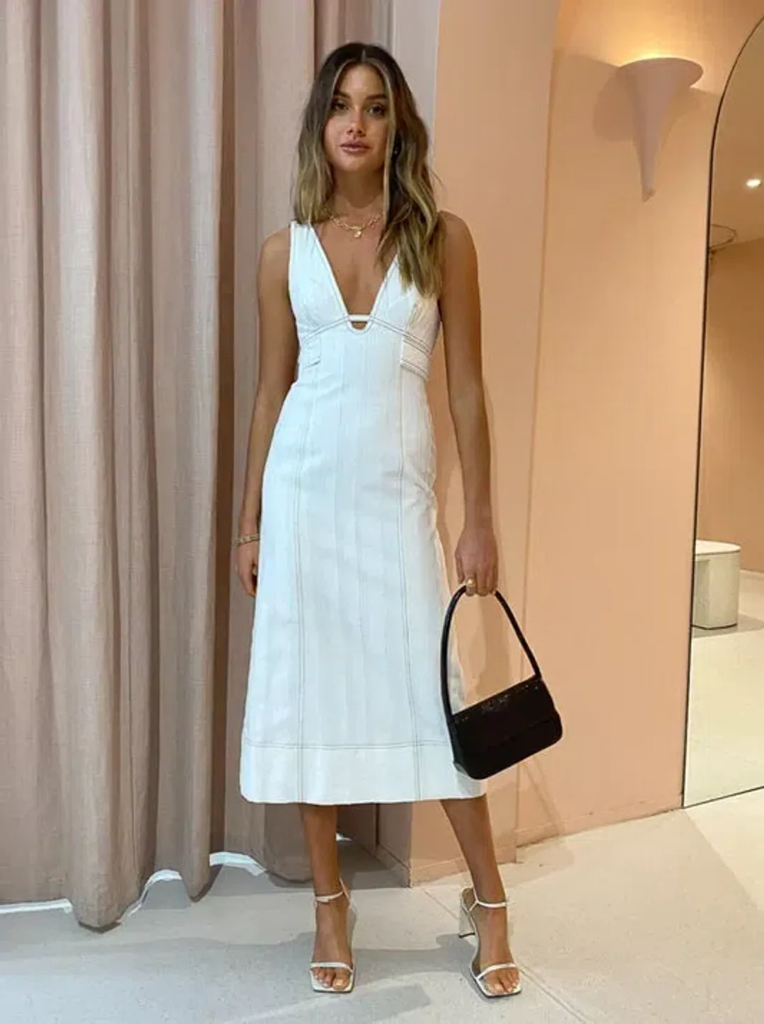 ACLER white midi dress for rent on The Volte - main image